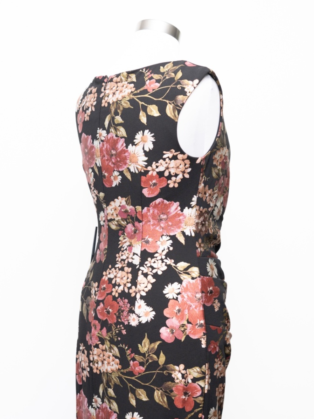 Floral V-Neck Black Maxi Dress with Rose Print - Picture 11 of 13
